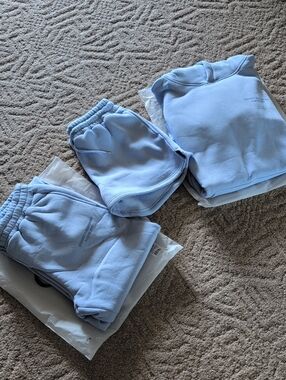 Comfrt Pastel Set In Periwinkle Size Medium Hoodie Size Small Pants And Shorts